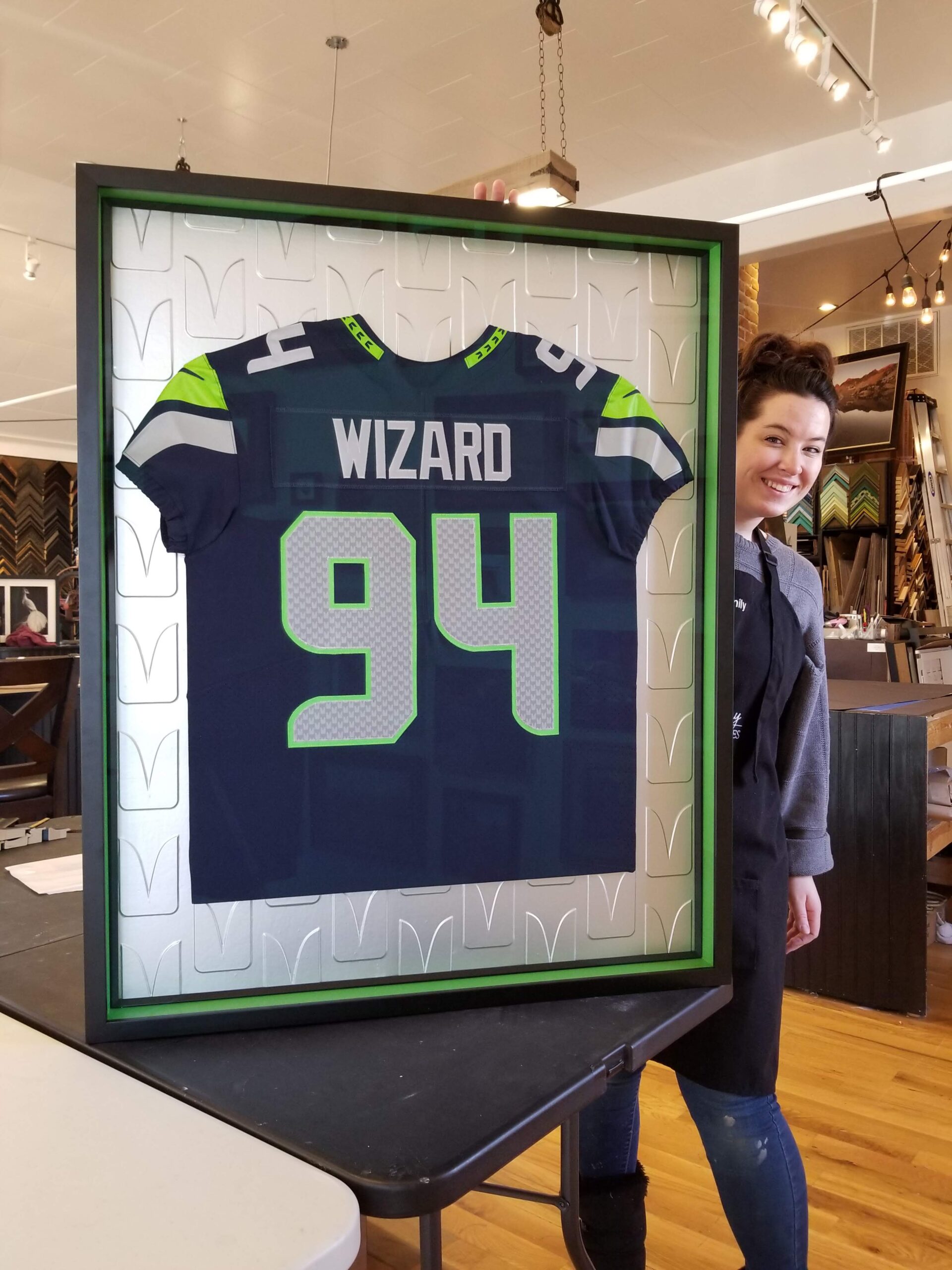 Seattle Seahawks football jersey shadowbox frame